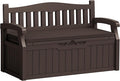 Flamaker 80 Gallon Storage Bench with Cushions Outdoor Indoor, Durable All-Weather Seating with Hidden Storage, Lockable Deck Box for Garden, Patio, Poolside (Brown)