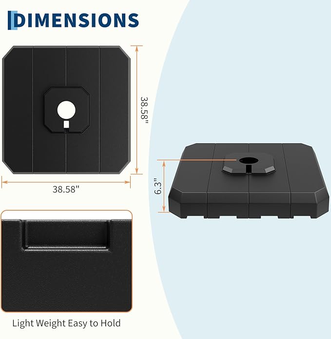 Garvee 4Pcs Patio Umbrella Base 330lb Capacity Cantilever Umbrellas Weight Stand Umbrella Base Filled with Water or Sand for 10-15FT Outdoor, Garden, Deck, Poolside Umbrellas Use, Black