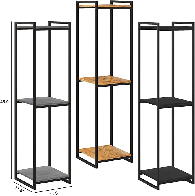 3-Tier Plant Stand Indoor, 45" Tall Modern Plant Shelf Corner Flower Pot Holder Organizer for Living Room Balcony Garden, Oak Grey
