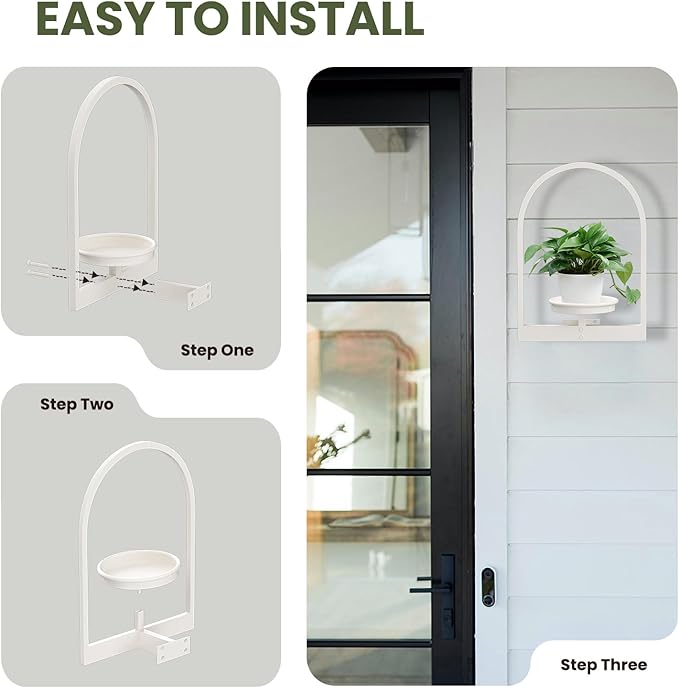 Wall Planters for Indoor Plants Window Plant Shelves Set of 2, White Wall Plant Holder - Premium Metal Hanging Plant Holder for Indoor Outdoor Decor