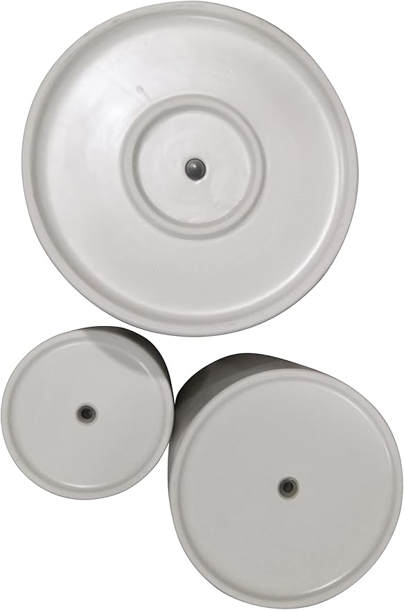 Amazon Basics Assorted Sizes Fluted Ceramic Round Indoor Outdoor Planters with Drainage Hole, Set of 3, Modern Design, 6 inch, 8 inch, 10 inch, White, Succulent Flower Pots