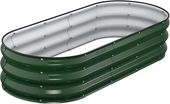 Raised Garden Bed Kit, 5x2x1 ft Galvanized Planter Box Outdoor with Safety Edging, Large Metal Raised Beds for Gardening Vegetables Flower Fruits (Moss Green)