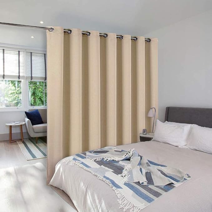 NICETOWN Sliding Door Window Treatment - Blackout Patio Door Curtain Panels, Privacy Thermal Drapes for Department with Grommet Top (Biscotti Beige, W100 x L108)