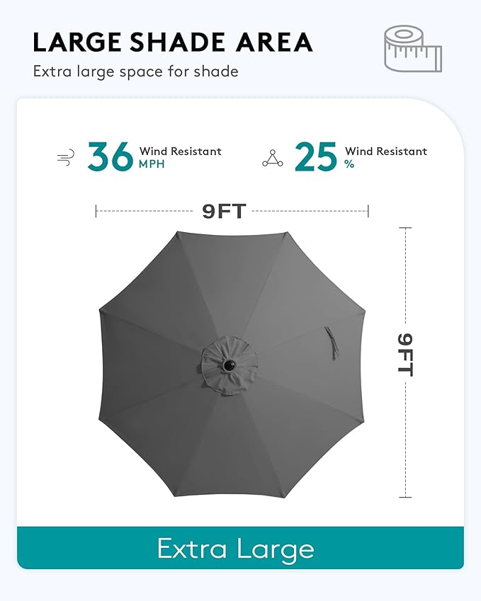 SERWALL Outdoor Bar Set with 9ft Umbrella, All-Weather HDPE Patio Bar Chairs and Table, Outdoor Furniture Set for Poolside, Backyard, Garden - Black