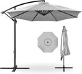 Best Choice Products 10ft Offset Cantilever Hanging Market Patio Umbrella, 8 Sturdy Ribs, Easy Adjustment - Fog Gray