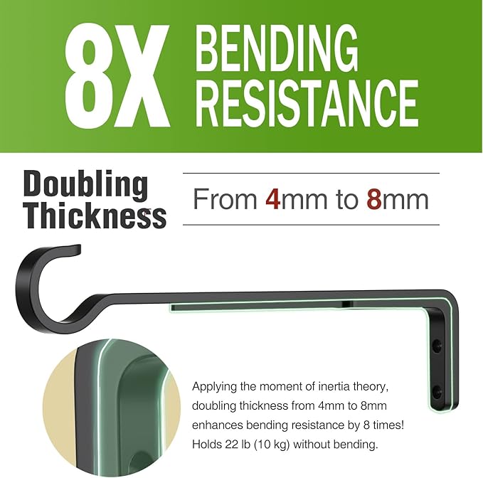 10 Inch 2 Pack Black Heavy Duty Outdoor Plant Hangers, Iron Hanging Plant Brackets for Hanging Plants Outside, Metal Plant Hooks Plant Wall Hooks for Hanging Lantern, Bird Feeder