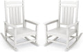 KINGYES Oversized Patio Rocking Chair Set of 2, High Density Polyethylene Outdoor Rocking Chairs with 330lbs Support for Adults, White