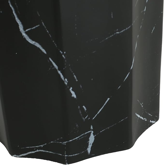 Christopher Knight Home Mervynt Outdoor Side Table, Lightweight Concrete Patio End Table Garden Stool with Round Top, Decorative Accent Table for Patio Balcony Beach Pool Side, Black Marble Finish