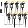 Svater Landscape Lighting Outdoor, 8 Pack Low Voltage Spotlights with Transformer, Plug in LED Spot Lights for Pathyway, Backyard, House,3000K Warm White, Super Bright 3W 250Lumem, Black