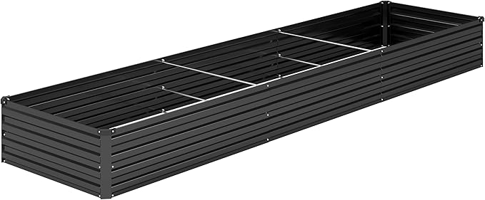 12x2x1FT Galvanized Raised Garden Bed Kit,Vegetable Boxes-Rectangle Metal Flower Box,Large Planter Raised Beds Outdoor Garden for Planting,Fruit,Herb-Black