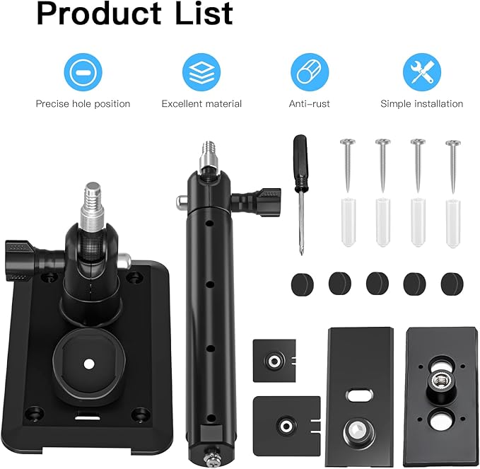 HOLACA 2-in-1 Wall Mount Bracket for Stick Up Cam Pro Solar Panel, Spotlight Cam Pro/Plus and Stick Up Cam Battery/Wired Outdoor Mount Accessories for Ring Super Solar Panel (Black)