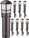 LEONLITE 8-Pack Low Voltage Landscape Lights Pathway, 3W 12V LED Path Lights, CRI90+, IP65 Waterproof Walkway Light, ETL Listed, Oil Rubbed Bronze Aluminum Housing, 3000K Warm White