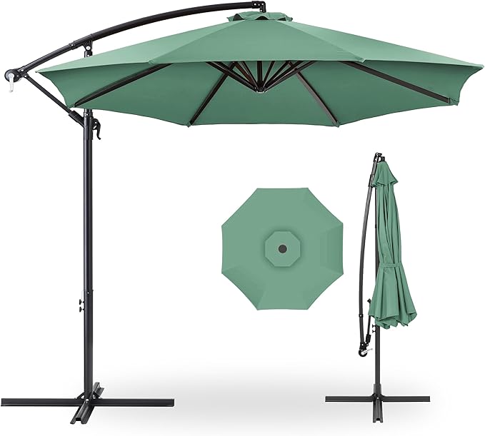 Best Choice Products 10ft Offset Cantilever Hanging Market Patio Umbrella, 8 Sturdy Ribs, Easy Adjustment - Seaglass