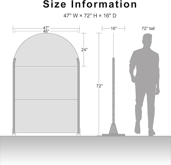 Casaphoria 72" H x 47" W Arched Metal Privacy Screen - Elegant Freestanding Outdoor Screen for Deck, Patio & Balcony - Versatile Decorative Privacy Panels for Home & Garden Use (Black-Star)