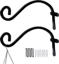 Hourleey 2 Pack Plant Hanger Outdoor, 8 Inch Heavy-Duty Hanging Plant Hook for Outside Basket, Black Metal Wall Mount Plant Bracket Hook for Flower Baskets Bird Feeder