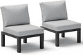 Aluminum Outdoor Patio Sofa Set, 2 Seats Modular Sectional Single Seat Sofa Chairs with Removable Cushions, All-Weather Outdoor Conversation Sets for Garden & Yard, Gray