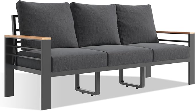 Aoxun Aluminum Patio Furniture Set 3 Seats, Oversized Outdoor Sectional for Porch, Balcony, Deck