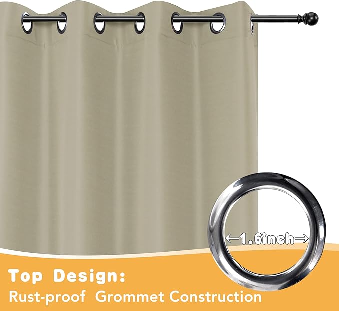 HolidayIdeas Outdoor Curtains for Patio Waterproof, 4 Panels - 54 x 84 Inch - Privacy Protection & Light Filtering Curtains Taupe Grommet Outside Curtains for Porch, Gazebo, Pergola, Backyard