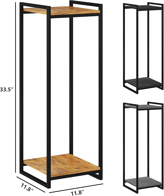 2-Tier Plant Stand Indoor, 34" Tall Modern Plant Shelf Corner Flower Pot Holder Organizer for Living Room Balcony Garden, Rustic Brown