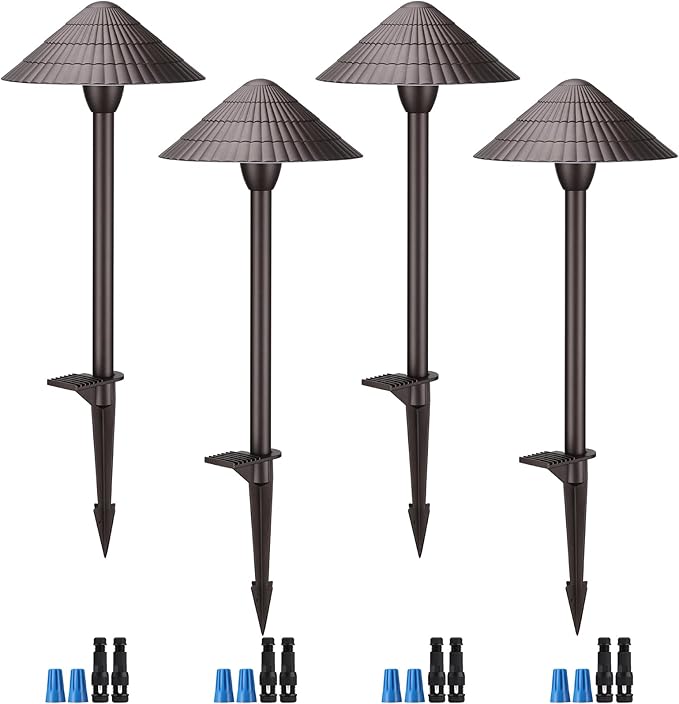 LEONLITE 5CCT Low Voltage Landscape Lights, 3W, 12-24V AC/DC, Pathway Lighting Wired, IP65 Waterproof Light for Yard Lawn, ETL Listed, Oil Rubbed Bronze Aluminum Housing, 1800K-5000K, Pack of 4