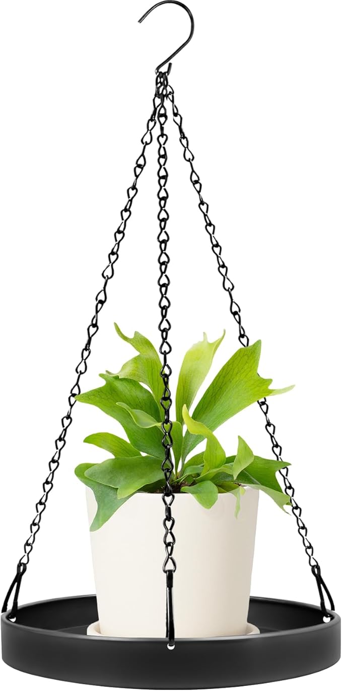 Plant Hanger Indoor Outdoor, Hanging Planter Baskets for Outdoor Indoor Plants, Hanging Plant Holder for Plants, Metal Window Plant Hanger, Black Hanging Plant Shelf, 1 Pack