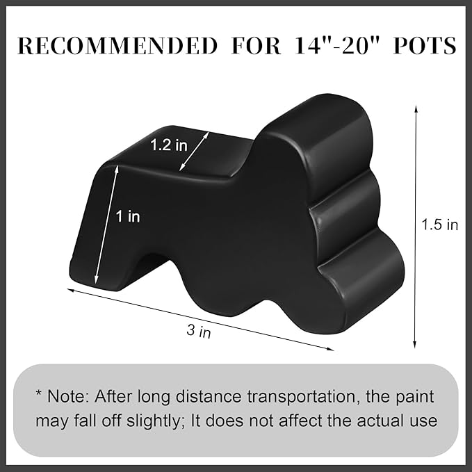 Kigeli 6 Pcs Resin Garden Pot Feet for Outdoor Planters 3 Inch Long 1.5 Inch Tall Flower Handmade Elevator Plant Feet Frost Proof Lifter for 14-20 in Pot(Black)
