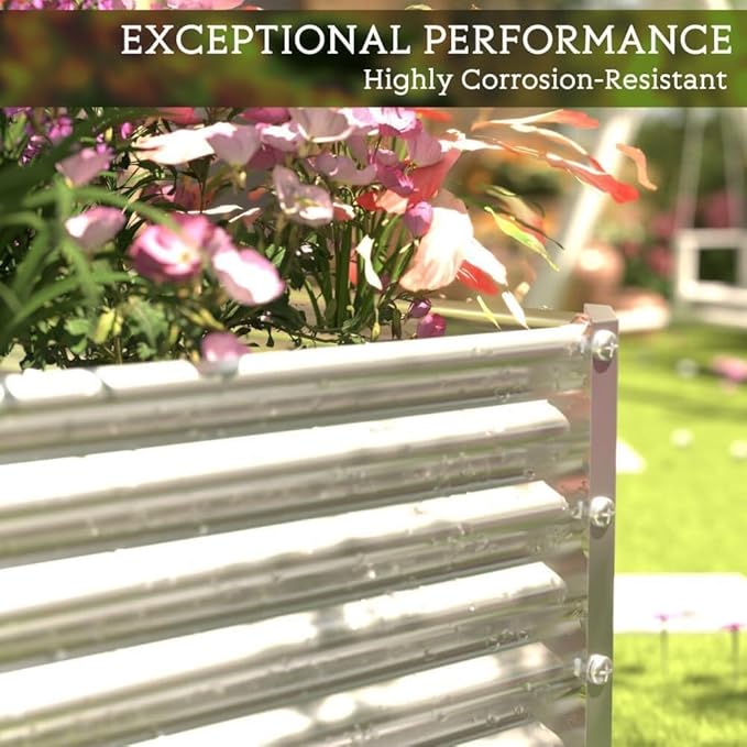 FRIZIONE 2pcs Tall 6x3ft Galvanized Raised Garden Bed Outdoor,Above Ground Garden Bed for Vegetable,Metal Raised Beds for Flower,Steel Raised Beds for Gardening