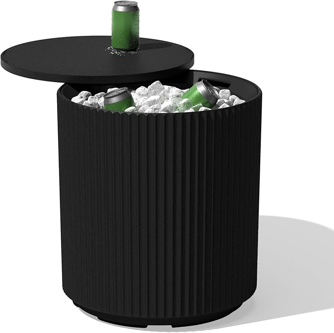 Veradek Outdoor Cooler Side Table - 2 in 1, Black, 21 inch