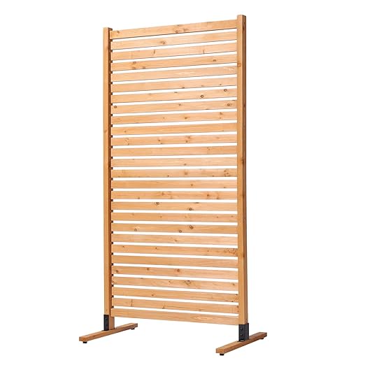VEVOR Wooden Privacy Screen,36" W x 73" H Outdoor Privacy Screen, Freestanding Wood Privacy Panel with Stand,Outdoor Divider for Balcony Patio Lawn Garden