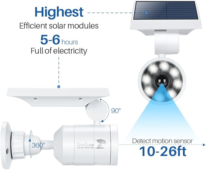 Solar Motion Lights Waterproof Metal Body, 1400-Lumen 9-Watt(130W Equiv.), Solar Powered Flood Security Spotlights for Outside Porch Post Yard Path Deck Fence Wall, 100-Week 100% Free Replacement