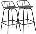 VINGLI 2 PCS Outdoor Swivel Bar Stools, 30 Inch Metal Barstools with Backrest & Footrest, 360° Rotating All-Weather Stools for Garden, Balcony, Kitchen Island (Black)