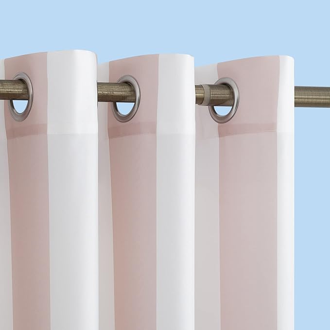 Sun Zero Valencia 2-Pack Cabana Stripe Indoor/Outdoor UV Protectant Energy Efficient Grommet Curtain Panel Pair