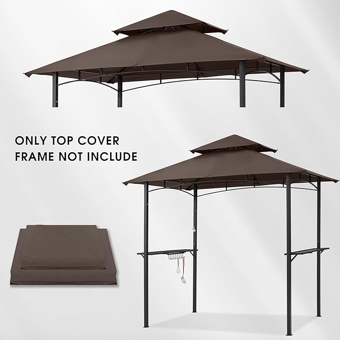 MASTERCANOPY Grill Gazebo Replacement Canopy Top for Model L-GG001PST-F (Brown)
