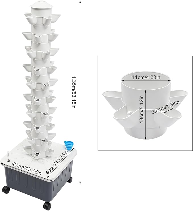 Hydroponic Growing System Indoor, 50-Hole Vertical Garden Planter Germination Kit, Smart Garden Vegetable Plant Kit with Pump and Movable Water Tank for Gardening Lover, IP68