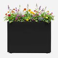 IDZO 35.4" W x 25.6" H Metal Planter Box, Privacy Trough for Patio, Rectangle Container for Outdoor Plants, Tall Large Rectangular Steel Bed for Outdoor Greens with Drainage Holes & Adjustable Feet