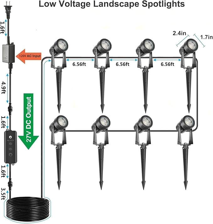 SUNTHIN Outdoor Landscape Lighting with Dusk to Dawn Sensor Controller, 8 Pack