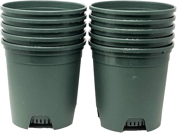 1.5 Gallon Green Nursery Pot Plastic Planters for Outdoor Indoor Plants Gardening Flower Pots 10-Pack 7.5 in Pot Liners with Drainage Holes