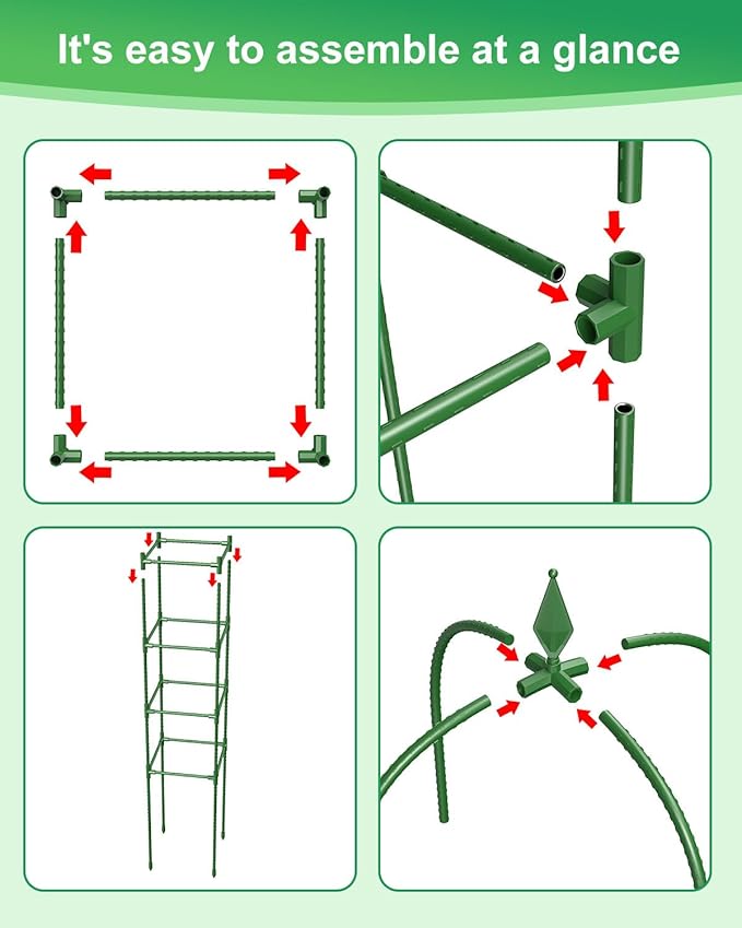 Garden Trellis for Climbing Plants Outdoor & Indoor - 6Ft Tall Rustproof Plant Support Cage for Vines, Flowers, Vegetables, Roses | Heavy-Duty, Adjustable & Decorative (3)
