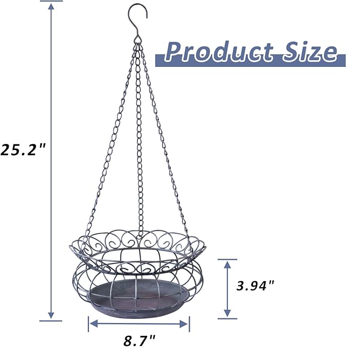 Metal Hanging Planters,Plant Hanger Basket Decorative Plant Pot Holder for Outdoor Indoor Garden, Patio, Deck, Porch, Flower Pots