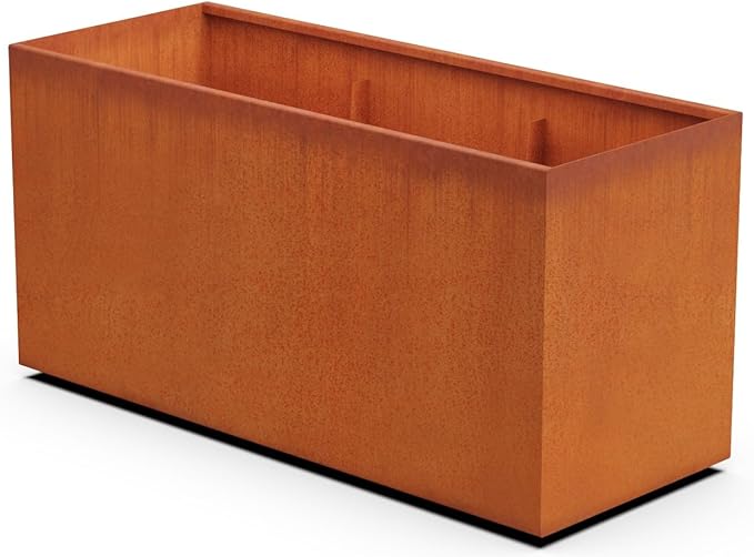 Plantercraft Large Rectangular Planters for Outdoor Plants 60x24x30 Inch | Extra Large Corten Steel Planters - Heavy Duty Metal Planter Box for Privacy Screen | Fully Welded & Assembled