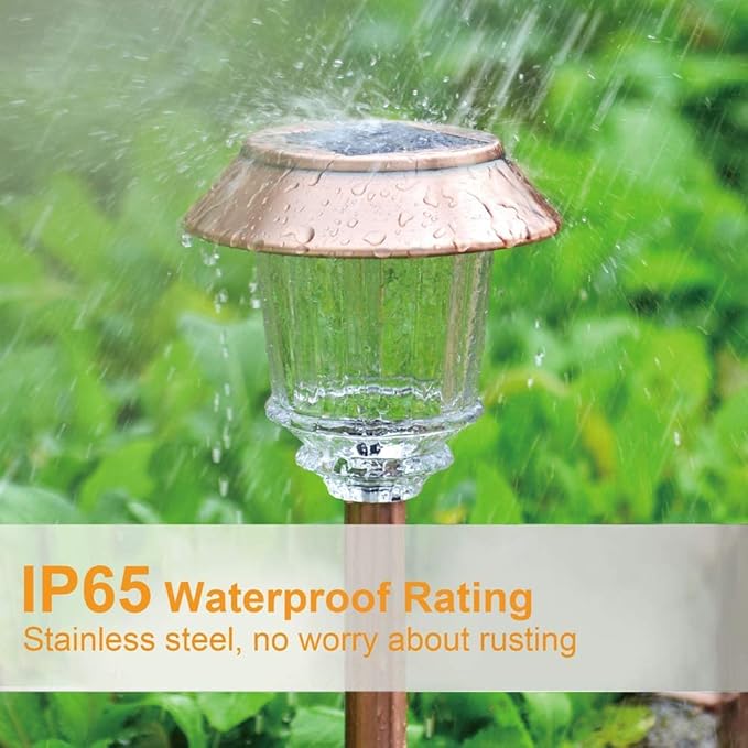 XMCOSY+ Solar Pathway Lights Outdoor - 6 Pack Solar Garden Lights, 10-40 LM Dimmable Solar Lights Outdoor Waterproof Auto On/Off IP 65 Solar Powered Landscape Lighting for Patio Walkway Driveway