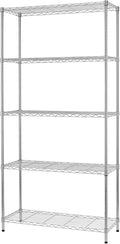 BestOffice | 5-Tier Wire Storage Shelves | 36x14x72 | Chrome | with Adjustable Racks | Heavy-Duty Metal Shelf, Holds Upto 1000 lbs | No-Tool Assembly | Ideal for Home & Garage Shelving