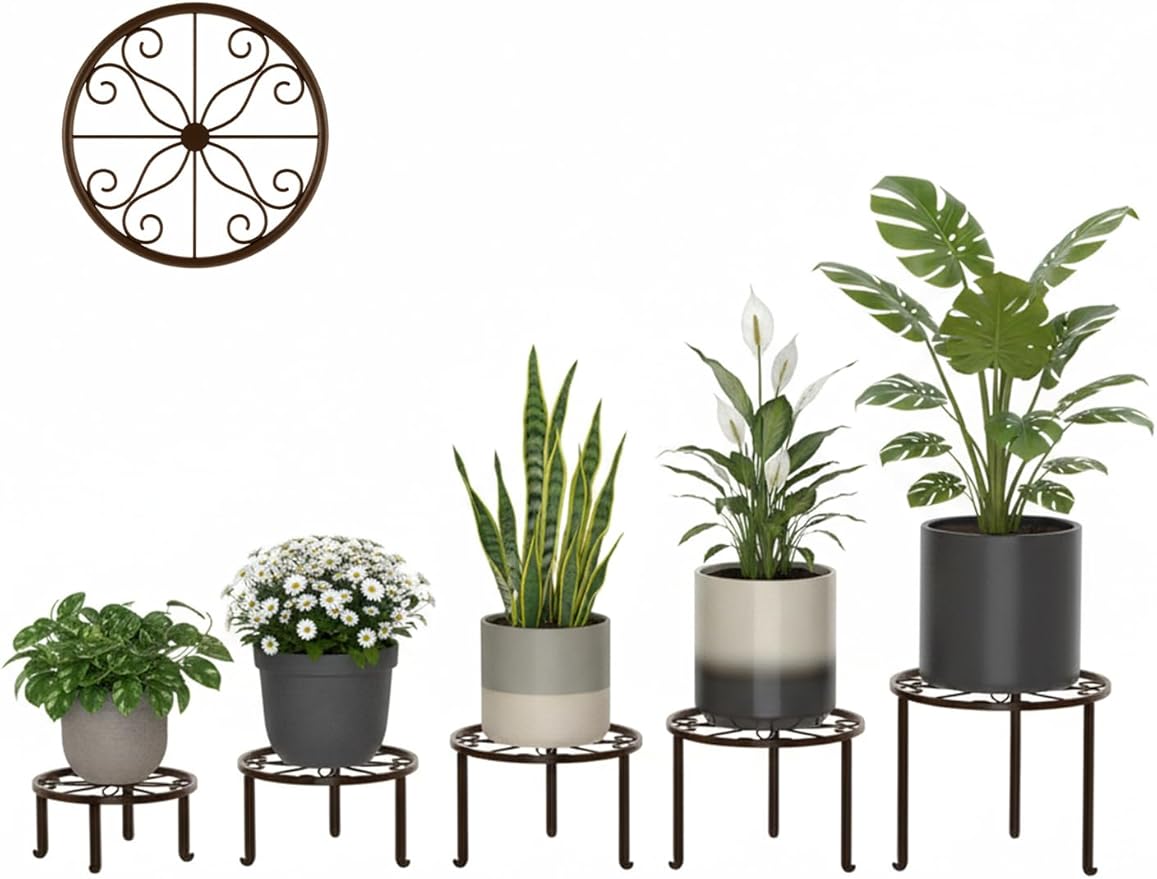 Set of 5 Metal Plant Stand for Heavy Potted Plant for Home Indoor and Outdoor Round Metal Corner Plant Stand for Flower Pot Stand Holder