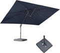 PURPLE LEAF 9' X 11.5' Rectangle Cantilever Umbrella with Base Outdoor Large Aluminum Patio Umbrella with 3-Year Fade Resistance Recycled Fabric and 360-degree Rotation for Deck Pool, Ocean Slate