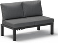 Aluminum Outdoor Patio Sofa Set, 2 Seats Modular Sectional Reclining Loveseat Sofa with Adjustable Backrest & Removable Cushions, All-Weather Conversation Sets for Garden & Yard, Graphite