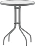 Flash Furniture Bellamy 23.75'' Round Tempered Glass Metal Table, Silver