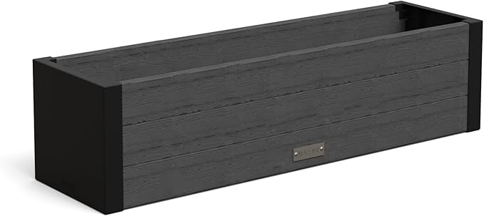 Mayne Vista 3ft Modern Window Box Planter with Panel Design and Drainage Hole