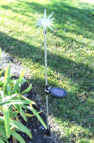 Solar Garden Stake Lights with Color Changing LED or Regular White LED Landscape Path Lights (Set of 2) (Starburst)