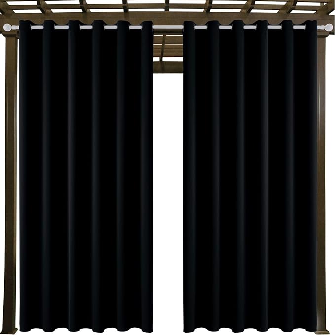 Outdoor Indoor Curtains W84 x L108 for Patio - Weather-resistant Window Panels Privacy Protect Grommet Top Thermal Insulated Home Curtain for Porch Pergola Lawn Garden Hot Tub Area (2 Panels)