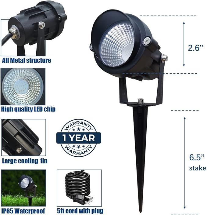 TOVEENEN Color LED Outdoor Landscape Spotlight - 120V 12W Waterproof Spot Lights for Christmas Halloween Yard House, 2 Pack